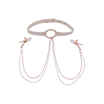 Peaches ‘N Creame - Halsband met tepelklemmen